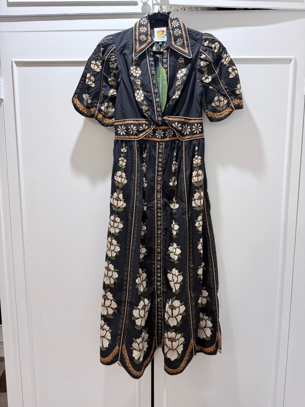Farm Rio Black Floral Midi Dress